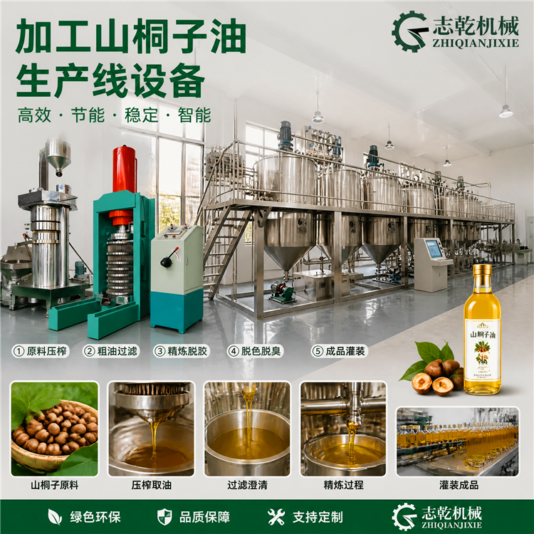 生产山桐子油榨油设备 加工食用油全套机器 毛油除渣脱酸脱水脱臭