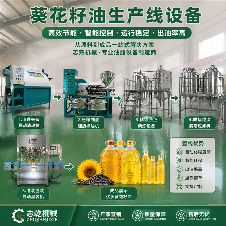 葵花籽榨油生产线设备 预处理压榨精炼设备 大中型油脂加工设备