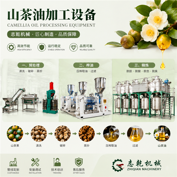 冷榨山茶油加工设备 低温榨茶籽油生产线 粮油加工全套设备